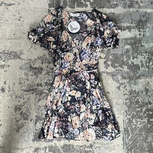 Auguste Dahlia Cascade Wrap Mini Dress